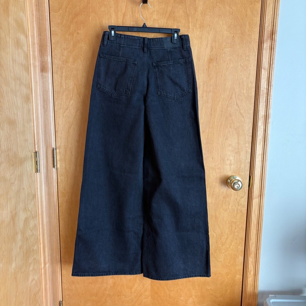 Madewell Wide Leg Trouser Women 26 Black Denim High Rise Jeans NS792 - Picture 6 of 13